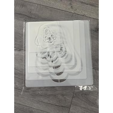 Imagem de Estêncil para pintura reutilizável, plástico, estêncil, artesanato, modelos de desenho, 8 peças, estênceis para decoração de casa, artes, papel, tecido, bandeira, janelas (pata)