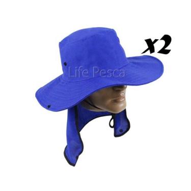 Imagem de Kit 2 Chapéus Pescador C/ Protetor De Nuca - Várias Cores - JL, Azul r