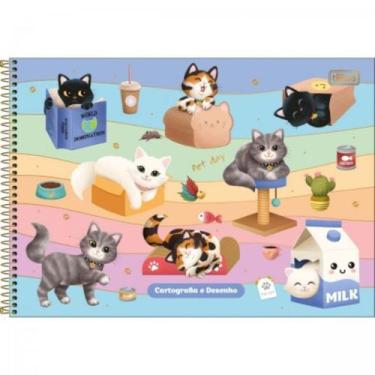 Imagem de Caderno De Desenho Cd Espiral Purrfect Cats 80fls - Tilibra