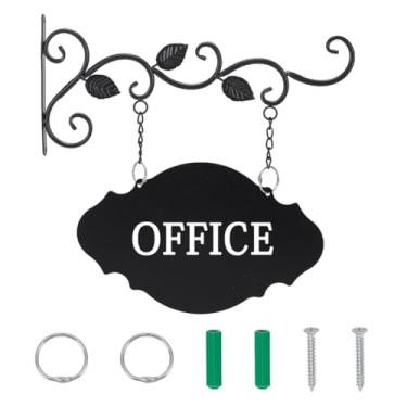 Imagem de AHANDMAKER Placa de pendurar de ferro com suportes montada na parede dupla face em branco para decoração de porta de sala de aula de boas-vindas à fazenda decoração de porta de entrada ao ar livre