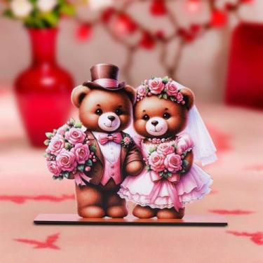Imagem de Placa decorativa de ursos para casais, com base antiderrapante para mesa de centro de mesa, enfeite de decoração de dia dos namorados, presente para casamento, noivado, aniversário