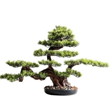 Imagem de Árvore artificial acolhedora pinheiro simulação planta bonsai entrada sala de estar planta verde grande árvore falsa hotel podocarpus decoração ornamentos árvore falsa (C)