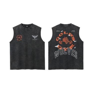 Imagem de Camiseta Regata Unissex Vintage Y2K De Algodão Lavado Para O Verão, Es