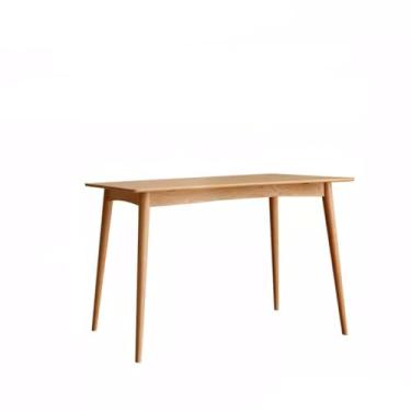 Imagem de Mesa de jantar toda de madeira maciça, mesa de jantar simples, mesa longa nórdica moderna, mesa de jantar de apartamento pequeno, mesa de escritório moderna de cozinha