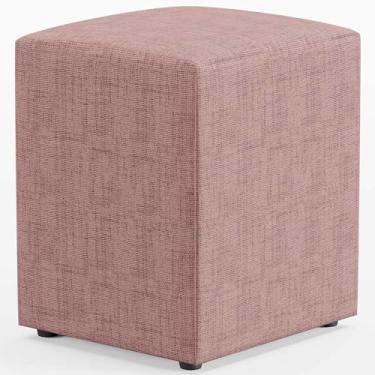 Imagem de Puff Quadrado Decorativo Sala De Estar L02 Linho Rosa - Lyam Decor