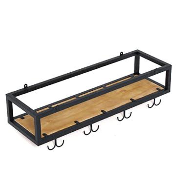 Imagem de Prateleira flutuante para pendurar no teto para plantas e flores, prateleiras de armazenamento de parede de ferro para garrafa de vinho/rack de exibição/moldura decorativa em bar de cozinha interno/B