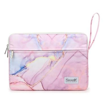 Imagem de Capa para notebook de 15,6 polegadas, à prova d'água e à prova de choque, pode ser usada para cobrir capas de carrinho de compras. O notebook é compatível com Lenovo, ASUS e HP (novo mármore rosa)