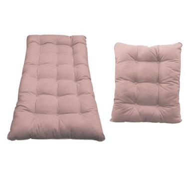 Imagem de Kit Almofadas para Poltrona e Puff Costela Linho Rosê - Doce Sonho Móv