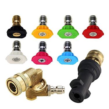 Imagem de HHHJQFAAT Série de adaptadores de pistola de lavadora de pressão para encaixe de conexão rápida de 1/10.2 cm com pontas de bico de pulverização de lavadora