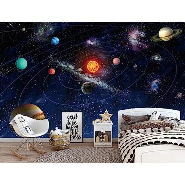 Imagem de WFBHUA - Papel de parede Galaxy Peel and Stick Kids Bedroom Planet Mural de parede autoadesivo para quarto de berçário Teto 348 x 254 cm