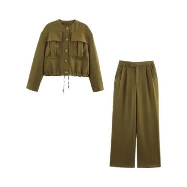 Imagem de Conjunto De Calças De Moda Feminina Para O Outono, Jaqueta Curta De Ma