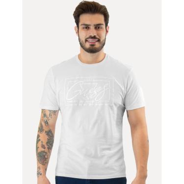 Imagem de Camiseta Guess Masculina Los Angeles Cursive Relevo Branca-Masculino