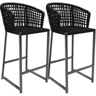 Imagem de Kit 02 Banqueta Área Gourmet Cozinha Varanda D04 Preto - LYAM DECOR