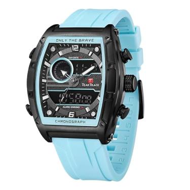 Imagem de TEARTRACE Relógios masculinos analógico-digitais 3ATM à prova d'água com cronógrafo luminoso de quartzo, relógio de pulso esportivo de trabalho com pulseira de silicone, Skyey, Esportivo