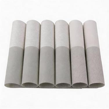 Imagem de Conjunto de 6 jogos americanos resistentes ao calor – tapetes de mesa de PVC antiderrapantes, laváveis e duráveis para jantar, grade cinza