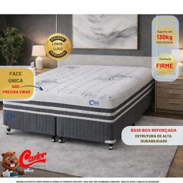 Imagem de Conjunto Cama Box King Bipartido Castor Silver Star 193x203 com Colchã