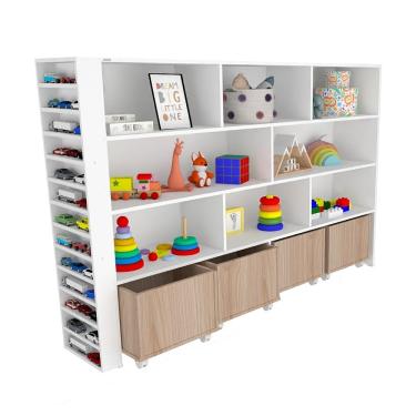 Imagem de Organizador Infantil De Brinquedos Com Baús E Porta Carrinhos Nazário 100% Mdf