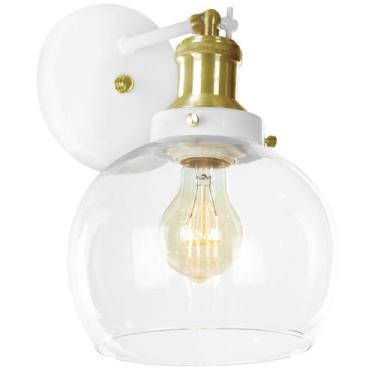 Imagem de Arandela Château Bola Media Vidro Branco c/ Dourado 20cm - MARRYLUZ