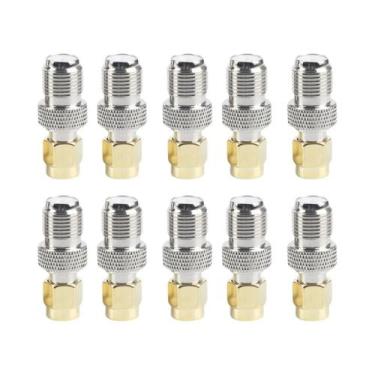 Imagem de Adaptador SMA Macho Para F Fêmea 10 Peças Conector Coaxial RF De Cobre