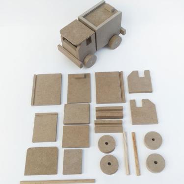 Imagem de Kit 3 Carrinhos com Baú para Montar 24 Peças brinquedo educativo