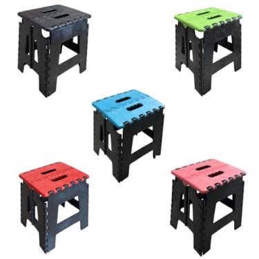 Imagem de Banqueta Dobrável Portátil Resistente - Banco de Plástico Antiderrapante Suporta 100KG, Banqueta Plastico para Pescaria, Camping e Cozinha, Banco para Balcão e Bancada(Sortida)