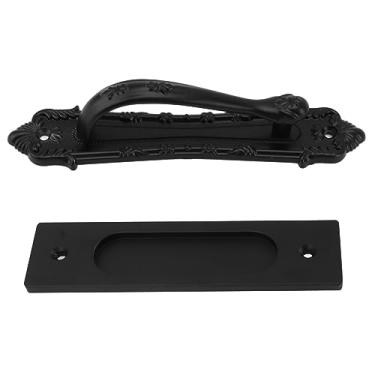 Imagem de Maçaneta deslizante de porta de celeiro de 30,5 cm, conjunto de ferragens resistentes, design de dupla face com placa traseira plana, para portas, celeiros, armários, guarda-roupas