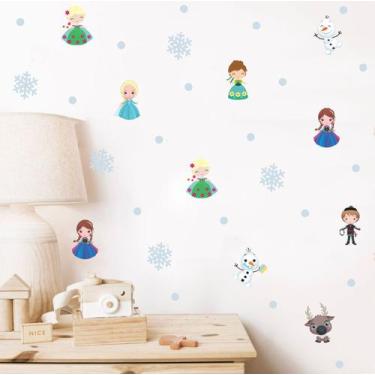 Imagem de adesivo de parede frozen cute floquinho neve e bolinhas olaf decoração