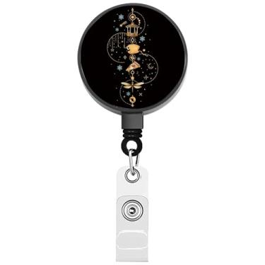 Imagem de BEKECH Porta-crachá retrátil, estrelas, vazado, personagens engraçados, amantes de café, carretel de crachá, presentes de outono (estrelas vazadas)