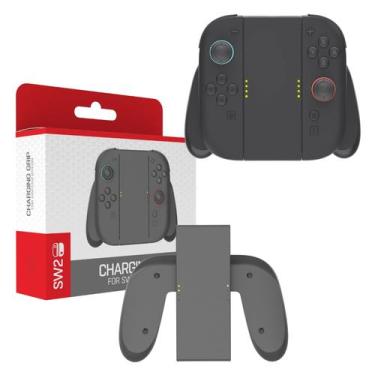 Imagem de Grip Suporte Carregador Para Nintendo Switch 2 Joy-Con Preto - TopWolf