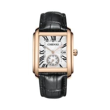 Imagem de Relógio De Quartzo Masculino Elegante Com Pulseira De Couro Impermeáve