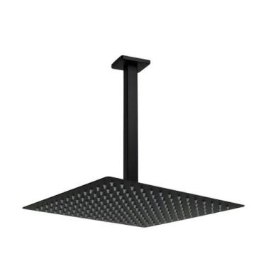 Imagem de Ducha Inox Black Fosco Quadrada 40x40 cm Com Braço Suporte de Teto - A