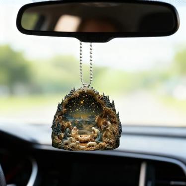 Imagem de Decoração de presépio de acrílico para pendurar – Pingente religioso de Natal para casa/igreja | Presente ideal para crentes cristãos/GJ-63