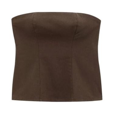 Imagem de Calça Jeans Feminina Vintage De Cintura Alta Marrom, Calça Casual Bagg