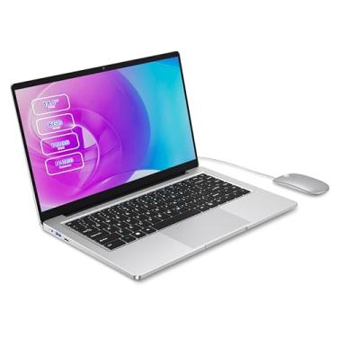 Imagem de Laptop de 14 polegadas, Dual-Core Cerelon N4000, 6 GB de RAM, SSD de 128 GB, laptop portátil, 1366 x 768 IPS com design sem ventilador, WiFi 2.4/5G, BT 5.0, USB 3.0, Mini HDMI, inclui hub USB-C