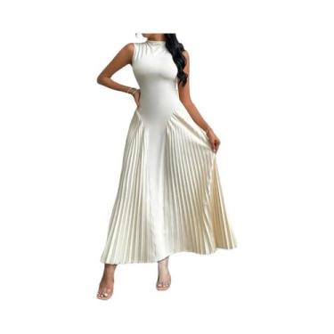 Imagem de Saia Longa Plissada Elegante Moda Primavera Estilo Europeu Americano C