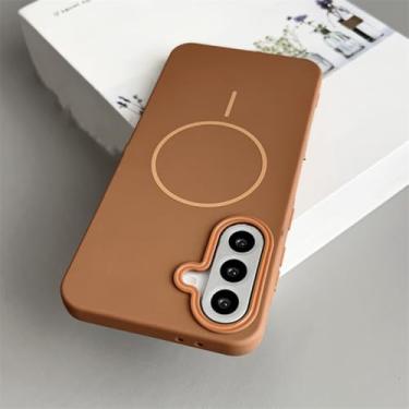 Imagem de Capa de silicone macio para Samsung S25 S24 S23fe S22 Ultra Plus A56 A36 A26 A16 A06 A55 A14 A13 A54 com capa magnética (para Galaxy A16/Marrom)