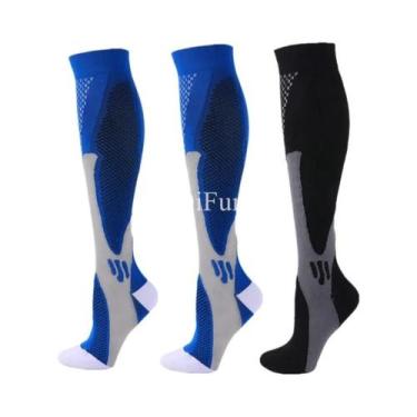 Imagem de Meias De Compressão Masculinas (2, 3 Ou 4 Pares) Para Corrida E Varize