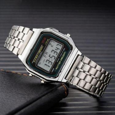 Imagem de Relogio Cacio Cromado Rose Dourado Vintage Led Visor Verde Qualidade M