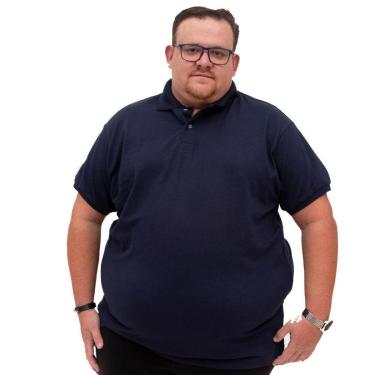 Imagem de Camiseta Gola Polo Plus Size Masculina Basica Com Botao Tamanho Especial Uniforme Manga Piquet-Masculino
