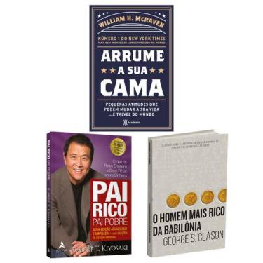 Imagem de  Kit 3livros, Pai Rico, Pai Pobre + Arrume a Sua Cama + O Homem Mais R