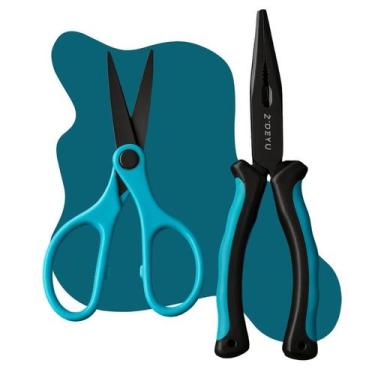 Imagem de Kit Pesca Deyu Alicate Bico Fino + Tesoura P/Peixe DYZ-003