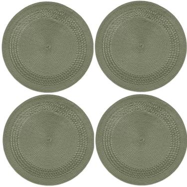 Imagem de Jogo Americano Redondo Entrelacado 4 Unidades - Verde Oliva