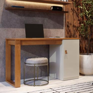 Imagem de Mesa Escrivaninha Home Office Para Trabalho e Estudos Com Prateleira e Porta 