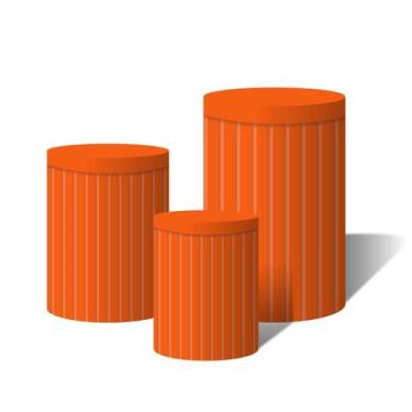 Imagem de Trio Capas Para Cilindro Versátil Laranja ripado C/ Elástico - Fabrika