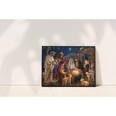 Imagem de Quadro Com Moldura Religiosos Presépio de Natal Natividade de Jesus - 