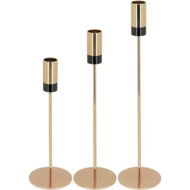 Imagem de Castiçal Metal Dourado Jogo 3 Peças Porta Vela