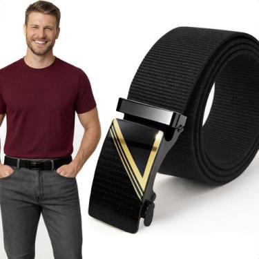 Imagem de Cinto Masculino Casual Social Estiloso Ajustável 120cm Fivela Automáti