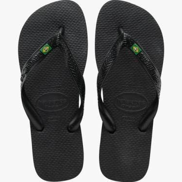 Imagem de Havaianas Brasil FC Com Bandeira e listras na Correia, Preto, 37-38