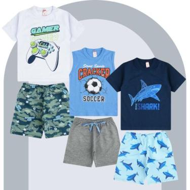 Imagem de 3 Conjunto De Verão Roupa Infantil Menino Camiseta Bermuda - TGS Confe