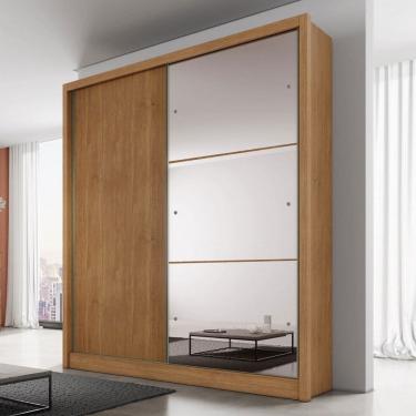 Imagem de Guarda-Roupa Solteiro Milazzo 2 Portas 3 Gavetas 100% Mdf com Espelho Cumaru - Pnr Móveis